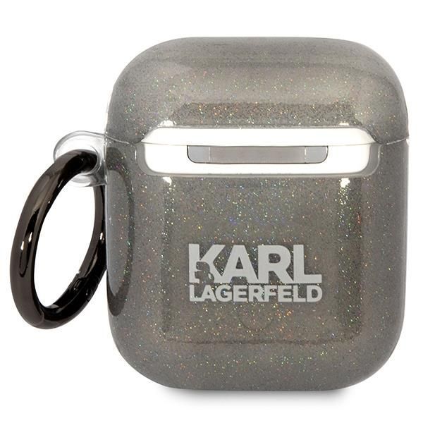 Aizmugurējais vāciņš Karl Lagerfeld Karl Lagerfeld KLA2HNKCTGK Airpods 1/2 cover black/black Gliter Karl&Choupette
