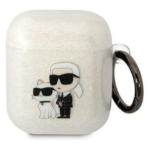 Aizmugurējais vāciņš Karl Lagerfeld  Karl Lagerfeld KLA2HNKCTGT Airpods 1/2 cover transparent Gliter Karl&Choupette 