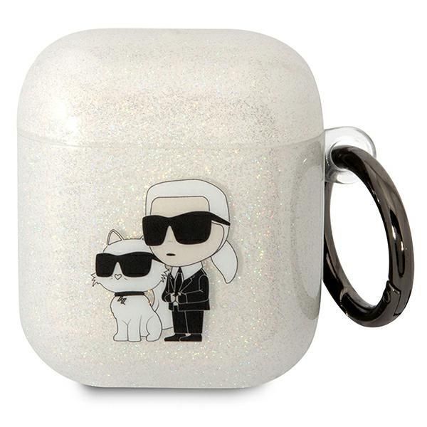Aizmugurējais vāciņš Karl Lagerfeld Karl Lagerfeld KLA2HNKCTGT Airpods 1/2 cover transparent Gliter Karl&Choupette