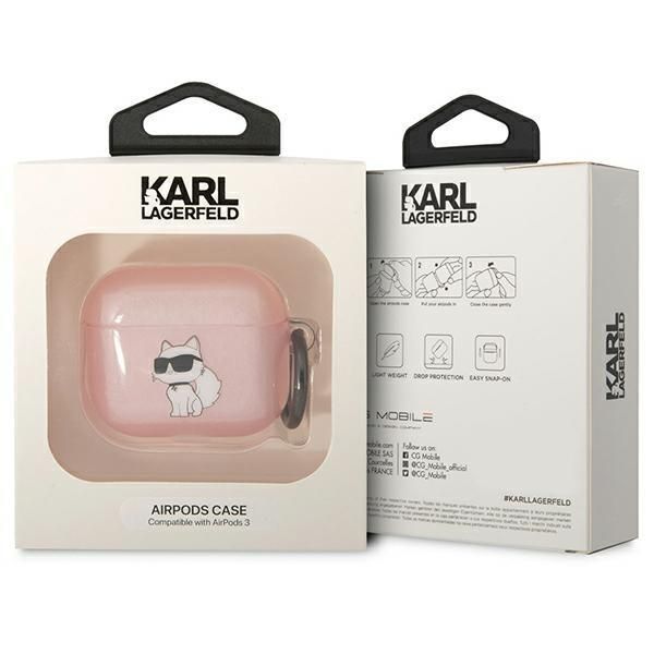 Aizmugurējais vāciņš Karl Lagerfeld Karl Lagerfeld KLA3HNCHTCP Airpods 3 cover pink/pink Ikonik Choupette