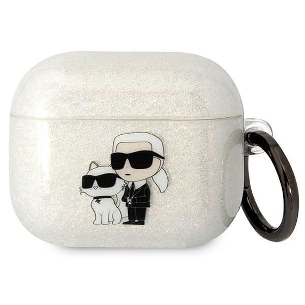 Nugarėlės dėklai Karl Lagerfeld Karl Lagerfeld KLA3HNKCTGT Airpods 3 cover transparent Gliter Karl&Choupette