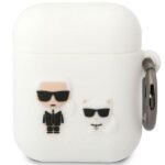 Aizmugurējais vāciņš Karl Lagerfeld  Karl Lagerfeld KLACA2SILKCW AirPods 1/2 cover white/white Silicone Karl & Choupette 