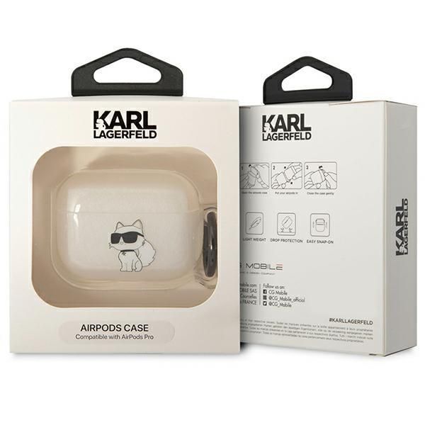 Aizmugurējais vāciņš Karl Lagerfeld Karl Lagerfeld KLAPHNCHTCT Airpods Pro cover transparent Ikonik Choupette