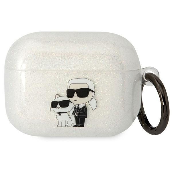 Back panel cover Karl Lagerfeld Karl Lagerfeld KLAPHNKCTGT Airpods Pro cover transparent Gliter Karl&Choupette