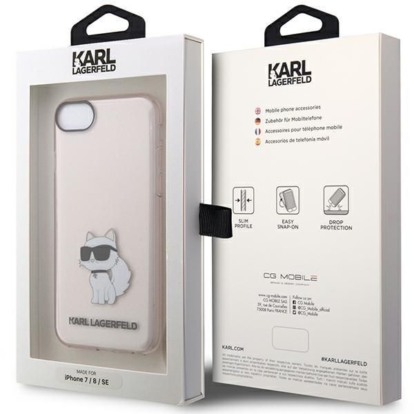 Aizmugurējais vāciņš Karl Lagerfeld Karl Lagerfeld KLHCI8HNCHTCP iPhone 7/8/ SE 2020 / SE 2022 pink/pink hardcase Ikonik Choupette