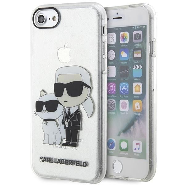 Aizmugurējais vāciņš Karl Lagerfeld Karl Lagerfeld KLHCI8HNKCTGT iPhone 7/8/ SE 2020 / SE 2022 transparent hardcase Gliter Karl&Choupette