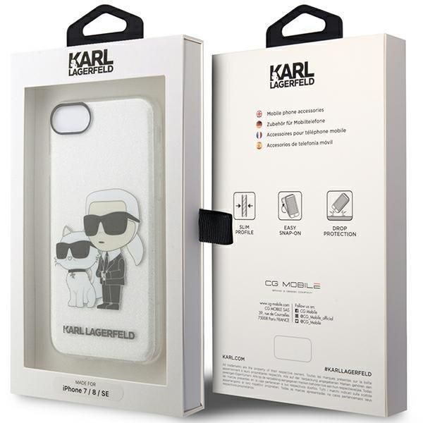 Aizmugurējais vāciņš Karl Lagerfeld Karl Lagerfeld KLHCI8HNKCTGT iPhone 7/8/ SE 2020 / SE 2022 transparent hardcase Gliter Karl&Choupette