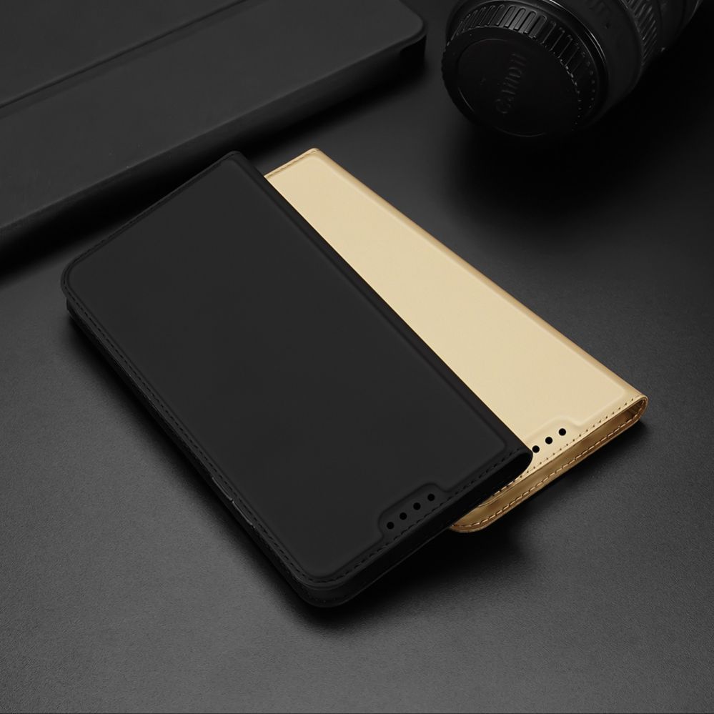 Aizmugurējais vāciņš Dux Ducis Dux Ducis Skin Pro Case For Xiaomi Redmi 11A / Poco C55 / Redmi 12C Cover Flip Card Wallet Stand Gold