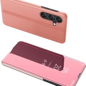 Back panel cover Hurtel  Clear View Case cover for Samsung Galaxy A24 4G cover with a flap pink 