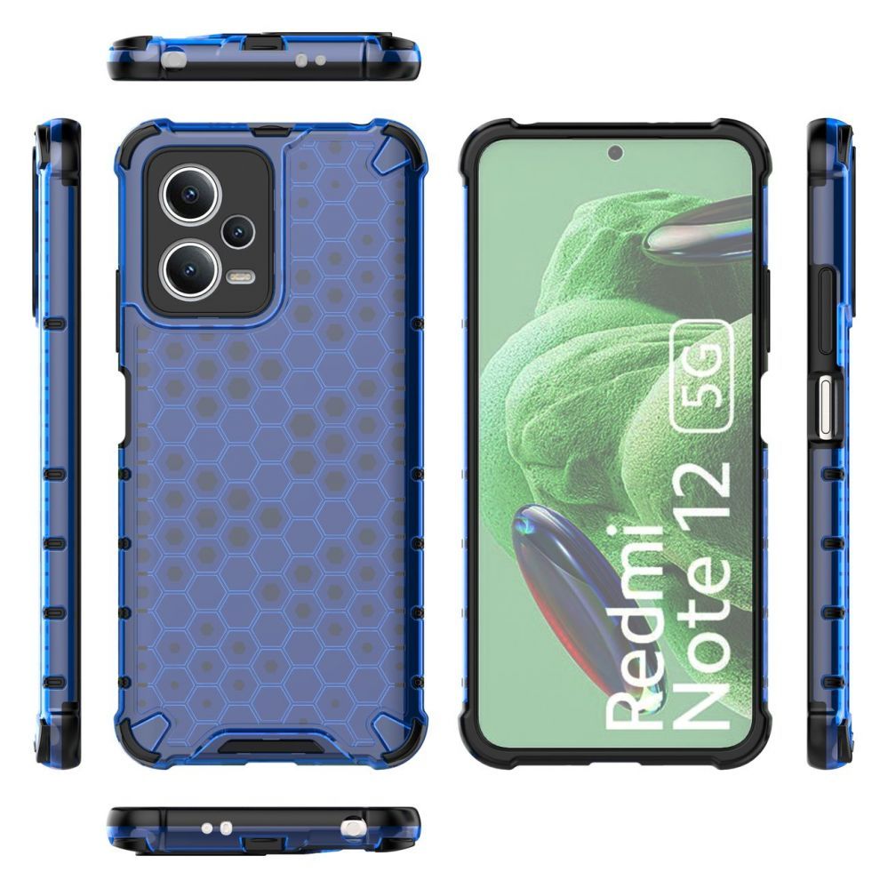 Aizmugurējais vāciņš Hurtel Honeycomb case for Xiaomi Redmi Note 12 5G / Poco X5 5G armored hybrid case blue