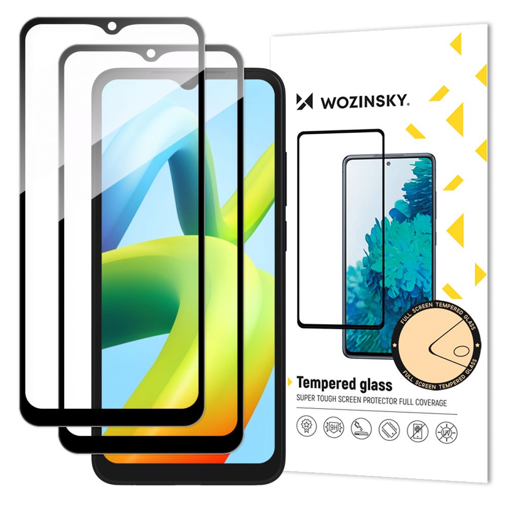 Kaitseklaasid Wozinsky - Wozinsky Full Glue Tempered Glass 2x Tempered Glass For Xiaomi Redmi A2 / Redmi A1 9H Full Screen Full Cover With Black Frame