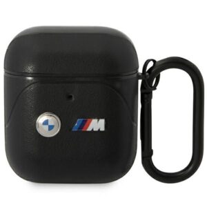 Aizmugurējais vāciņš BMW  BMW BMA222PVTK AirPods 1/2 cover black/black Leather Curved Line 