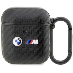 Aizmugurējais vāciņš BMW  BMW BMA2WMPUCA2 AirPods 1/2 cover black/black Carbon Double Metal Logo 