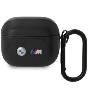 Aizmugurējais vāciņš BMW  BMW BMA322PVTK AirPods 3 gen cover black/black Leather Curved Line 