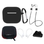 Tagakaaned Hurtel - AirPods 3 Silicone Case Set + Case/Ear Hook/Neck Strap/Watch Strap Holder/Carabiner Clasp - black 