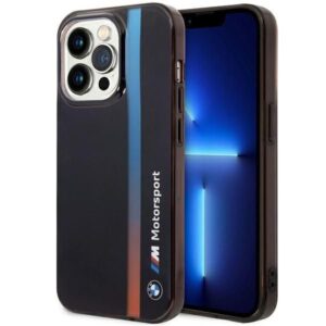 Aizmugurējais vāciņš BMW  Case BMW BMHCP14L22HVGV iPhone 14 Pro 6.1" black/black IML Tricolor Stripe 