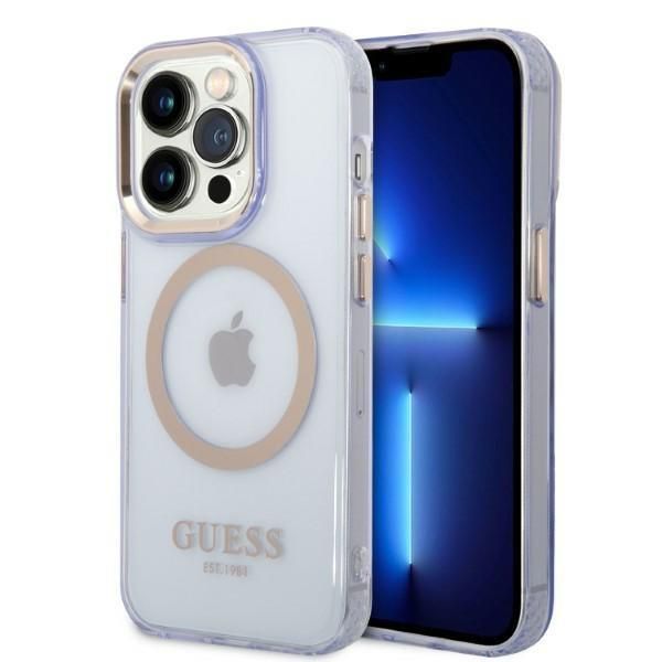 Tagakaaned Guess Guess GUHMP14LHTCMU iPhone 14 Pro 6.1" purple/purple hard case Gold Outline Translucent MagSafe