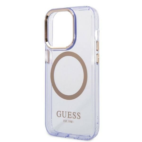 Tagakaaned Guess Guess GUHMP14LHTCMU iPhone 14 Pro 6.1" purple/purple hard case Gold Outline Translucent MagSafe
