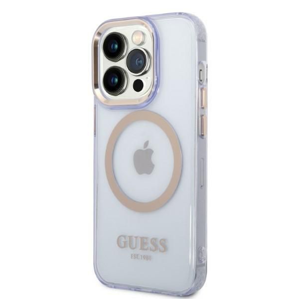 Tagakaaned Guess Guess GUHMP14LHTCMU iPhone 14 Pro 6.1" purple/purple hard case Gold Outline Translucent MagSafe
