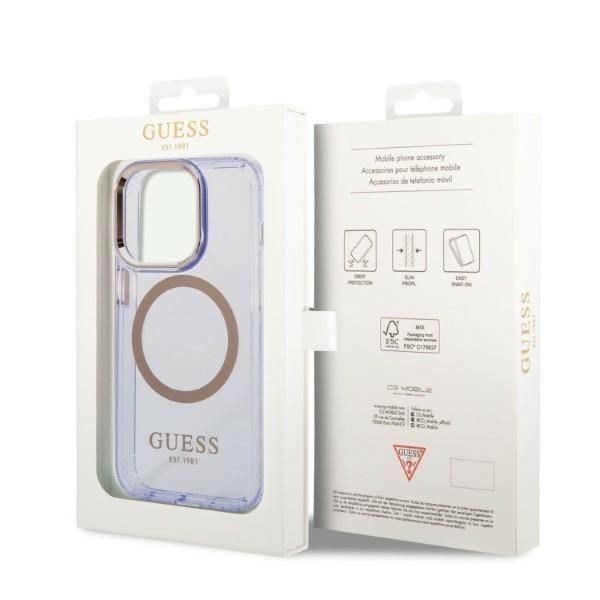 Tagakaaned Guess Guess GUHMP14LHTCMU iPhone 14 Pro 6.1" purple/purple hard case Gold Outline Translucent MagSafe