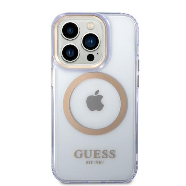 Tagakaaned Guess Guess GUHMP14LHTCMU iPhone 14 Pro 6.1" purple/purple hard case Gold Outline Translucent MagSafe