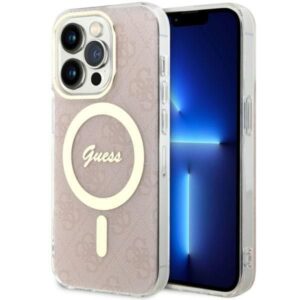 Nugarėlės dėklai Guess  Guess GUHMP14LH4STP iPhone 14 Pro 6.1" pink/pink hardcase 4G MagSafe