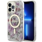 Nugarėlės dėklai Guess  Guess GUHMP14LHCFWST iPhone 14 Pro 6.1" transparent hardcase Flower MagSafe