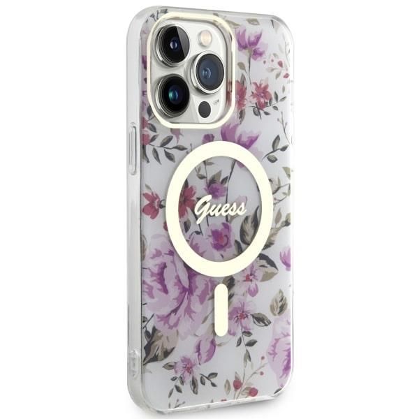 Tagakaaned Guess Guess GUHMP14LHCFWST iPhone 14 Pro 6.1" transparent hardcase Flower MagSafe