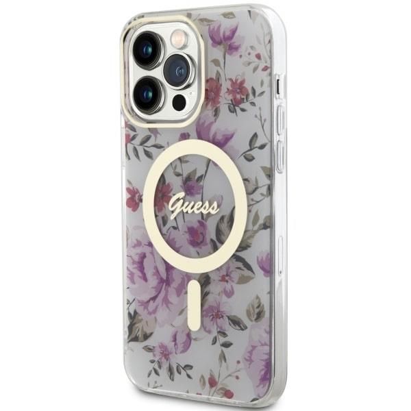 Tagakaaned Guess Guess GUHMP14LHCFWST iPhone 14 Pro 6.1" transparent hardcase Flower MagSafe