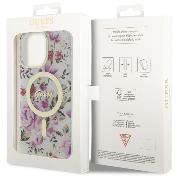 Tagakaaned Guess Guess GUHMP14LHCFWST iPhone 14 Pro 6.1" transparent hardcase Flower MagSafe