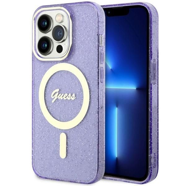 Tagakaaned Guess Guess GUHMP14LHCMCGU iPhone 14 Pro 6.1" purple/purple hardcase Glitter Gold MagSafe