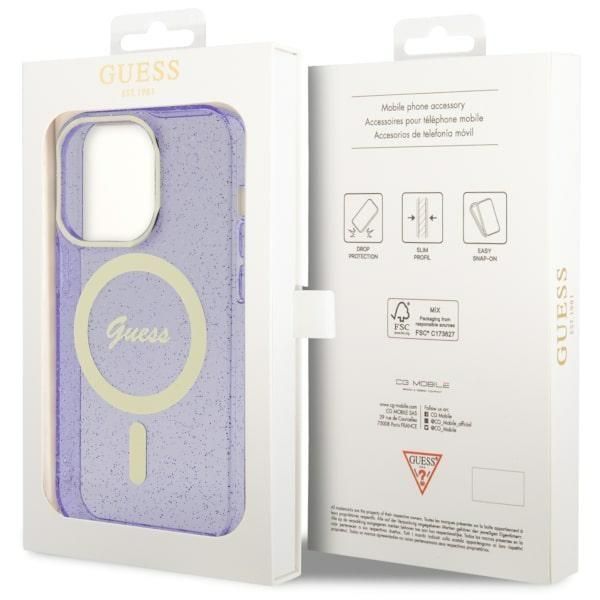 Tagakaaned Guess Guess GUHMP14LHCMCGU iPhone 14 Pro 6.1" purple/purple hardcase Glitter Gold MagSafe