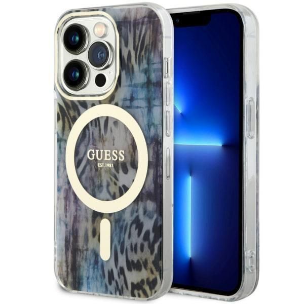 Tagakaaned Guess Guess GUHMP14LHLEOPWB iPhone 14 Pro 6.1" blue/blue hardcase Leopard MagSafe
