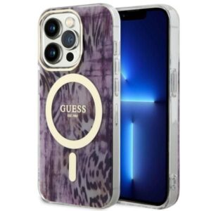 Aizmugurējais vāciņš Guess  Guess GUHMP14LHLEOPWP iPhone 14 Pro 6.1" pink/pink hardcase Leopard MagSafe
