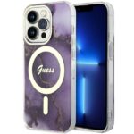 Nugarėlės dėklai Guess  Guess GUHMP14LHTMRSU iPhone 14 Pro 6.1" purple/purple hardcase Golden Marble MagSafe