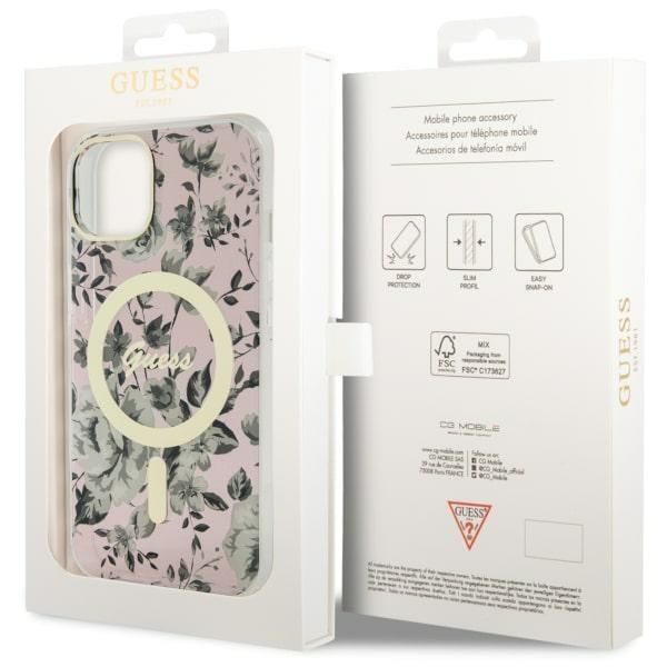 Tagakaaned Guess Guess GUHMP14MHCFWSP iPhone 14 Plus 6.7" pink/pink hardcase Flower MagSafe
