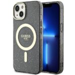 Nugarėlės dėklai Guess  Guess GUHMP14MHCMCGK iPhone 14 Plus 6.7" black/black hardcase Glitter Gold MagSafe