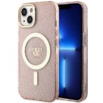 Aizmugurējais vāciņš Guess  Guess GUHMP14MHCMCGP iPhone 14 Plus 6.7" pink/pink hardcase Glitter Gold MagSafe