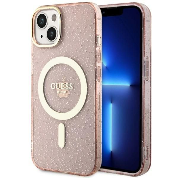 Tagakaaned Guess Guess GUHMP14MHCMCGP iPhone 14 Plus 6.7" pink/pink hardcase Glitter Gold MagSafe