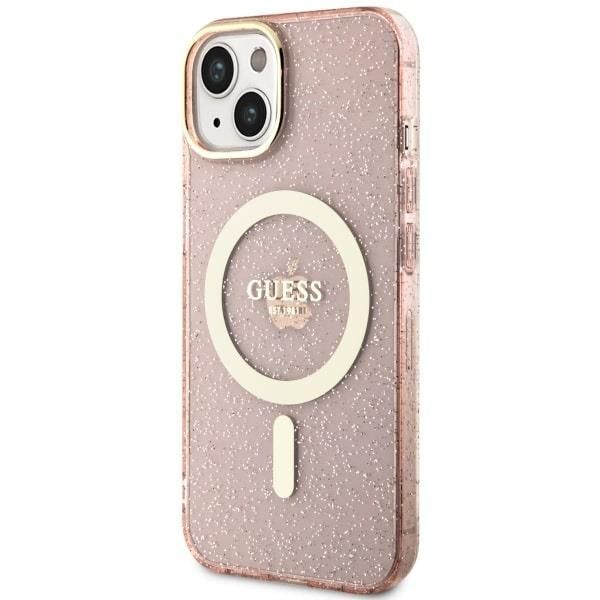 Tagakaaned Guess Guess GUHMP14MHCMCGP iPhone 14 Plus 6.7" pink/pink hardcase Glitter Gold MagSafe