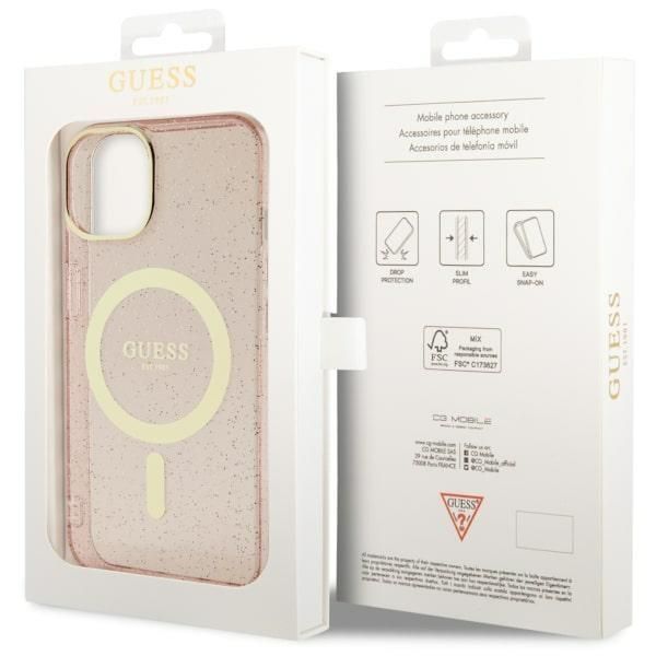 Tagakaaned Guess Guess GUHMP14MHCMCGP iPhone 14 Plus 6.7" pink/pink hardcase Glitter Gold MagSafe