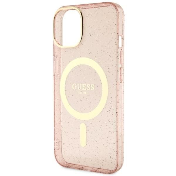 Tagakaaned Guess Guess GUHMP14MHCMCGP iPhone 14 Plus 6.7" pink/pink hardcase Glitter Gold MagSafe