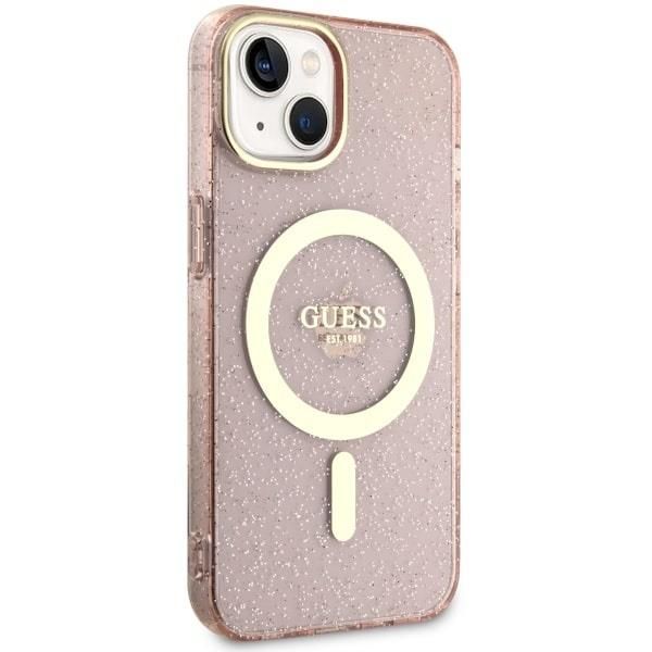 Tagakaaned Guess Guess GUHMP14MHCMCGP iPhone 14 Plus 6.7" pink/pink hardcase Glitter Gold MagSafe