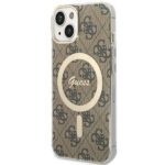 Back panel cover Guess  Guess 4G MagSafe case for iPhone 14 - brown