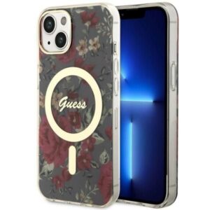 Aizmugurējais vāciņš Guess  Guess Flower MagSafe case for iPhone 14 - green