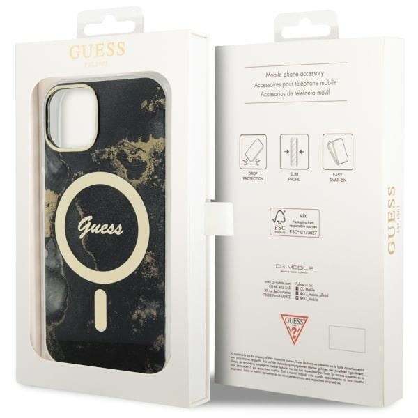 Tagakaaned Guess Guess GUHMP14SHTMRSK iPhone 14 6.1" black/black hardcase Golden Marble MagSafe