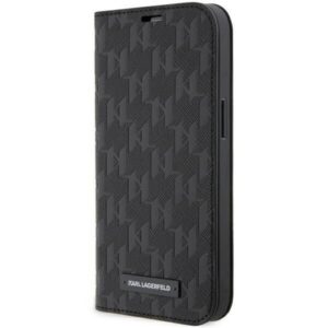Aizmugurējais vāciņš Karl Lagerfeld  Karl Lagerfeld KLBKP14LSAKLHPK iPhone 14 Pro 6.1" bookcase black/black Saffiano Monogram 