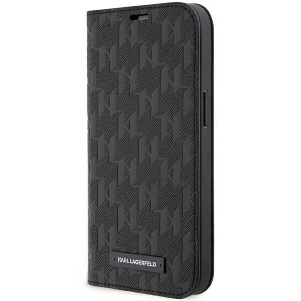 Back panel cover Karl Lagerfeld Karl Lagerfeld KLBKP14LSAKLHPK iPhone 14 Pro 6.1" bookcase black/black Saffiano Monogram