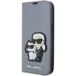 Tagakaaned Karl Lagerfeld  Karl Lagerfeld KLBKP14LSANKCPG iPhone 14 Pro 6.1" bookcase silver/silver Saffiano Karl & Choupette 