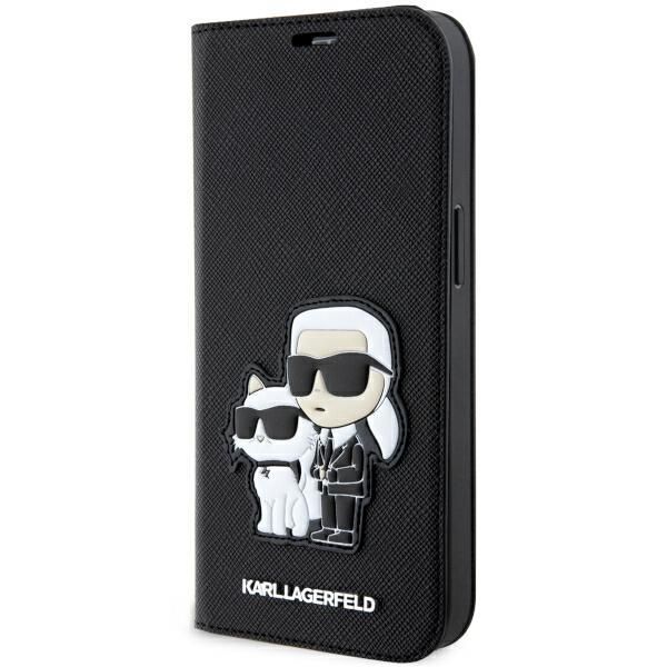 Back panel cover Karl Lagerfeld Karl Lagerfeld KLBKP14LSANKCPK iPhone 14 Pro 6.1" bookcase black/black Saffiano Karl & Choupette